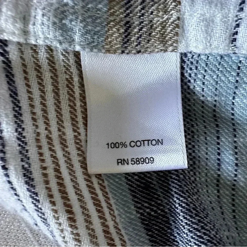 ROWM Mens L Striped Button Down 100% Cotton Long Sleeve Shirt Casual Preppy - Picture 3 of 9